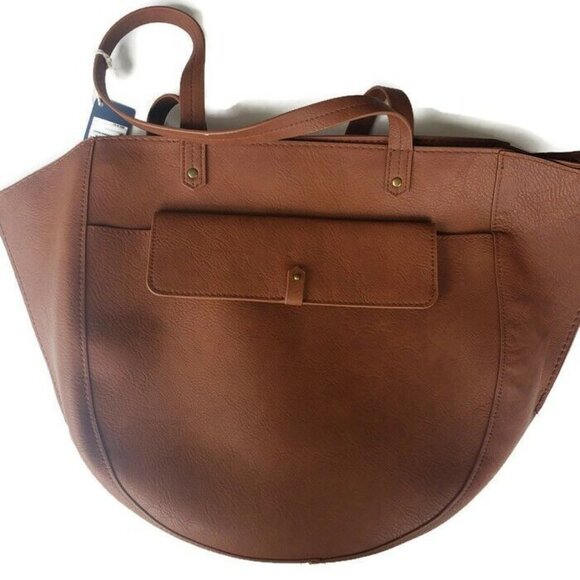 Half Moon Tote Handbag Universal Thread Goods Co Cognac Everyday Bag - Picture 1 of 5